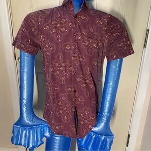 21men Maroon Floral Button Down Shirt